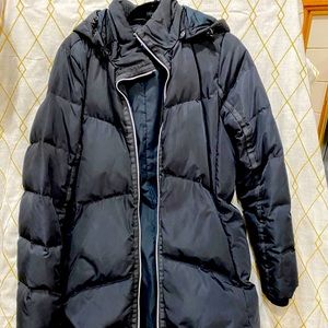 LandsEnd Long Black Puff Coat